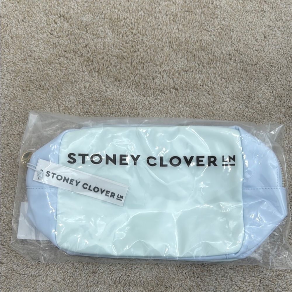 NWT Stoney Clover Lane Light Blue and White Pouch